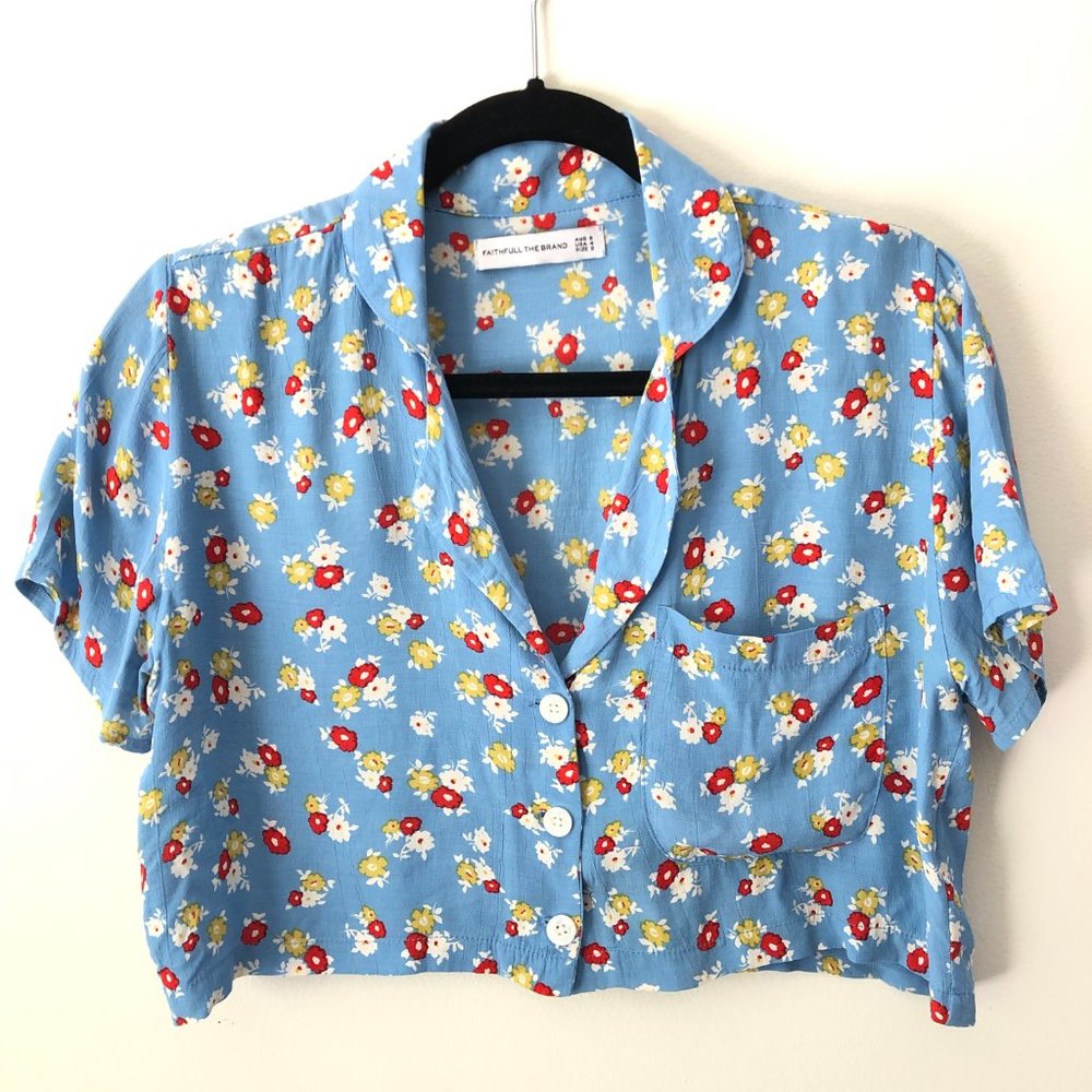 Faithfull The Brand | Uma Shirt Blue Jasmine Floral Print Size S - Picture 5 of 9